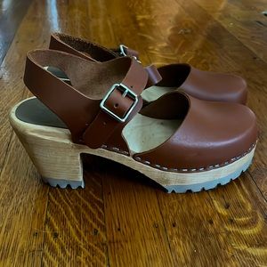 MIA "ABBA" Rust Brown Leather Clog Shoes in Size EU 38 /US 7.5